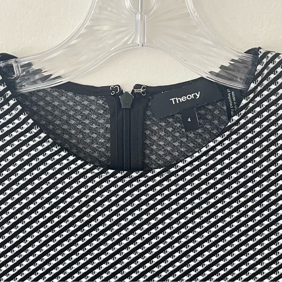 Theory Black White Claymont Rijik Check Stripe Stretch Sheath Dress - Picture 4 of 16